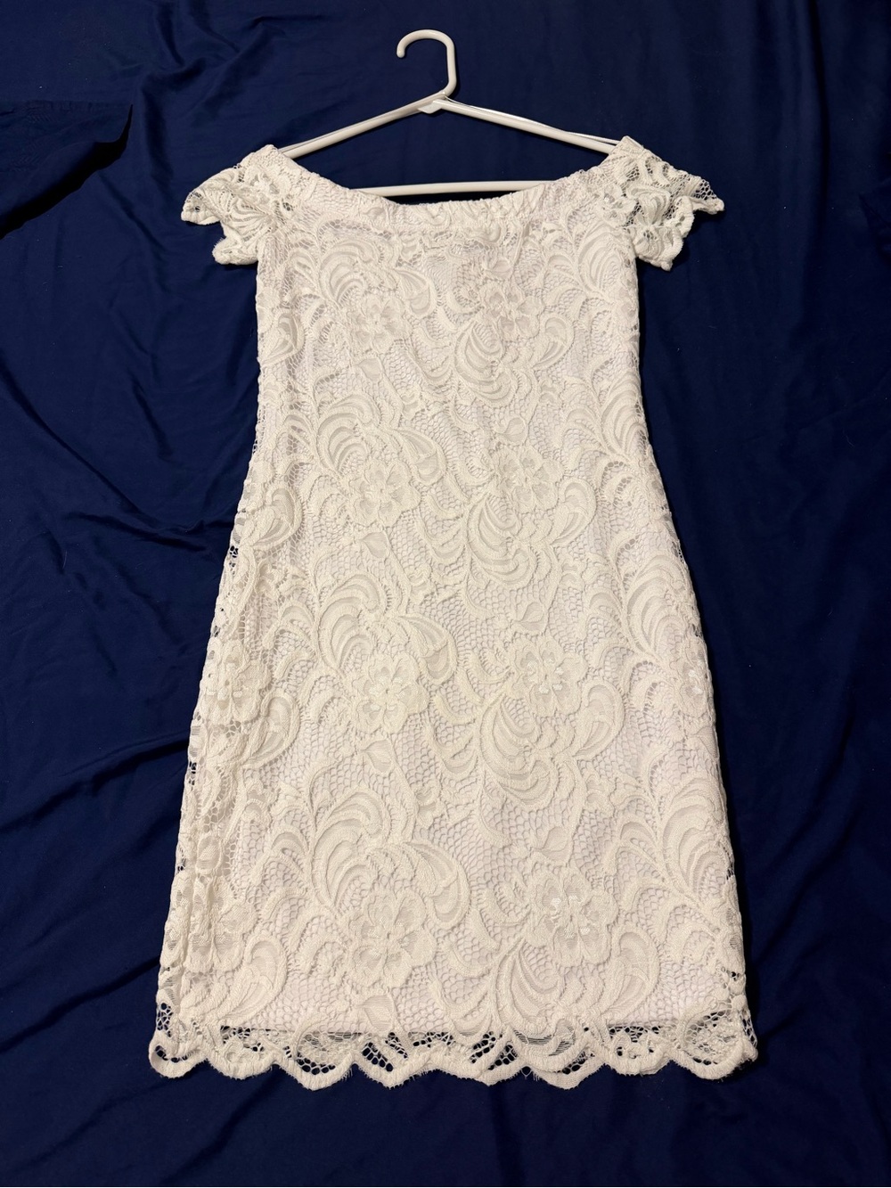 Ambiance White Off-Shoulder Lace Mini Dress